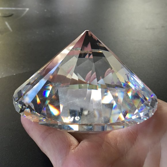 Swan Signed 🦢 𝗟𝗔𝗥𝗚𝗘 3" Swarovski Chaton 💎 Crystal in Diamond Shape
